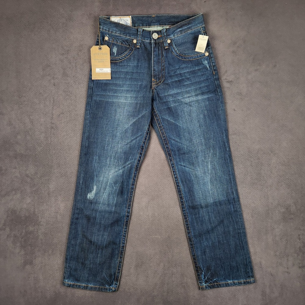 Stetson 1312 Modern Straight‎ Leg Jeans Mens 29x30 Dark Wash Blue 14oz Denim NEW